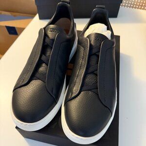 Never Worn Zegna Triple Stitch Sneakers in Navy Blue, Size 11US